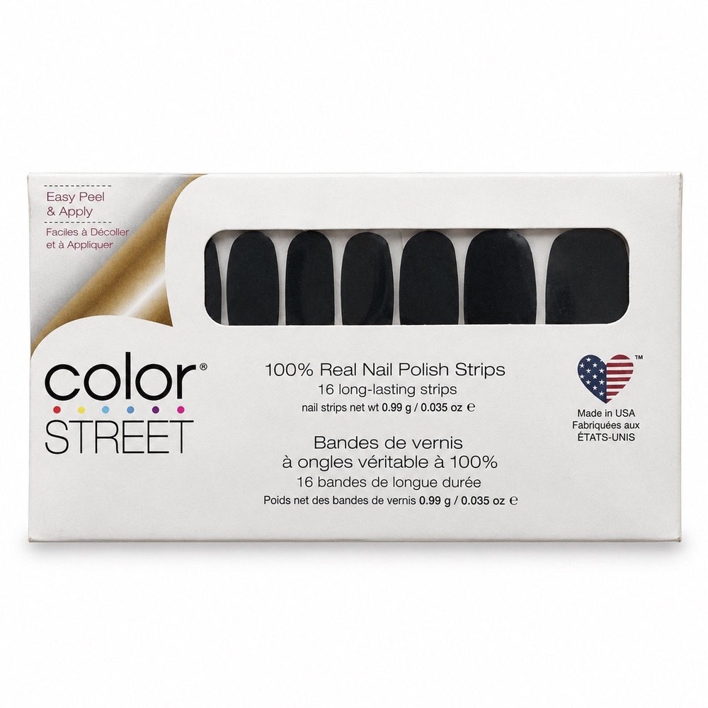 Color Street Midnight in Manhattan Black Nail Polish Strips 16 Ct New Sealed
